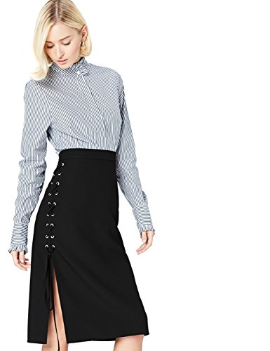 Marca Amazon - find. Falda con Detalle Cruzado para Mujer, Negro (Black), 38, Label: S