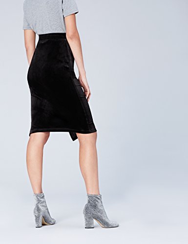 Marca Amazon - find. Falda de Terciopelo para Mujer, Negro (Schwarz), 38, Label: S