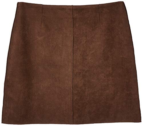 Marca Amazon - find. Falda Mini Efecto Ante para Mujer, Marrón (Brown), 44, Label: XL