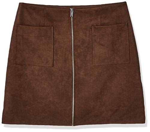 Marca Amazon - find. Falda Mini Efecto Ante para Mujer, Marrón (Brown), 44, Label: XL