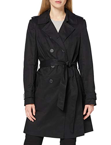 Marca Amazon - find. Gabardina Corta Estilo Trench para Mujer, Negro (Schwarz), 38, Label: S
