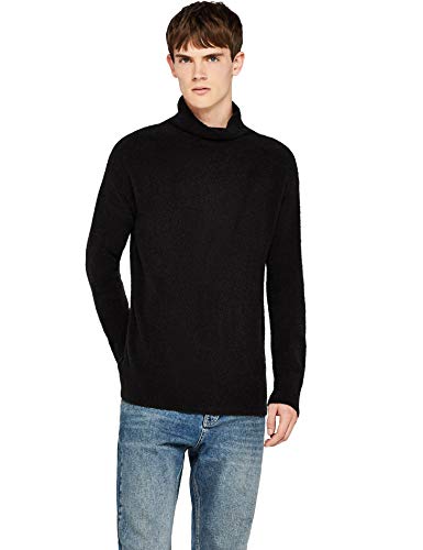 Marca Amazon - find. Jersey de Cuello Alto Hombre, Negro (Black), S, Label: S
