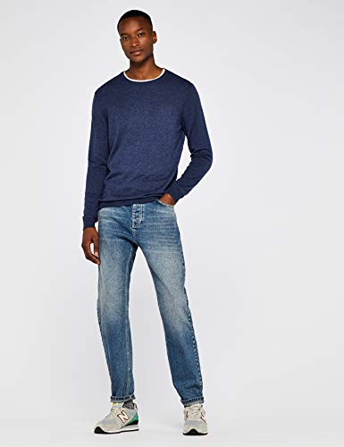 Marca Amazon - find. Jersey de Punto con Cuello Redondo para Hombre, Azul (Denim Blue Marl Denim Blue Marl), M, Label: M