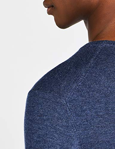 Marca Amazon - find. Jersey de Punto con Cuello Redondo para Hombre, Azul (Denim Blue Marl Denim Blue Marl), M, Label: M