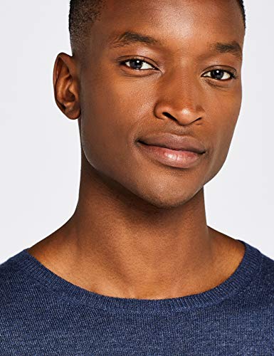 Marca Amazon - find. Jersey de Punto con Cuello Redondo para Hombre, Azul (Denim Blue Marl Denim Blue Marl), M, Label: M