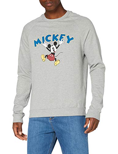 Marca Amazon - find. Sudadera Mickey Mouse Hombre, Gris, L, Label: L