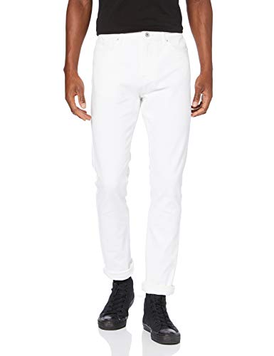 Marca Amazon - find. Vaqueros Ceñidos con Bajo Elástico Hombre, Blanco (White), 30W / 30L, Label: 30W / 30L
