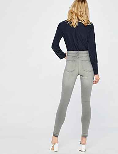 Marca Amazon - find. Vaqueros Ceñidos de Tiro Alto Mujer, Gris (Grey), 33W / 30L, Label: 33W / 30L