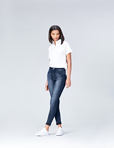 Marca Amazon - find. Vaqueros Ceñidos de Tiro Medio Mujer, Azul (Mid Indigo), 28W / 32L, Label: 28W / 32L