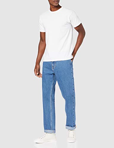 Marca Amazon - find. Vaqueros Rectos con Bajo Elástico Hombre, Azul (Mid Blue), 36W / 32L, Label: 36W / 32L