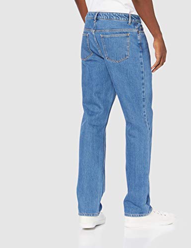 Marca Amazon - find. Vaqueros Rectos con Bajo Elástico Hombre, Azul (Mid Blue), 36W / 32L, Label: 36W / 32L