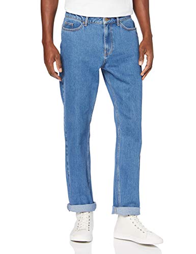Marca Amazon - find. Vaqueros Rectos con Bajo Elástico Hombre, Azul (Mid Blue), 36W / 32L, Label: 36W / 32L
