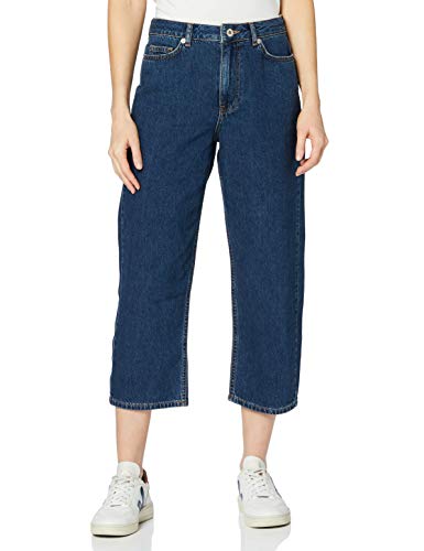 Marca Amazon - find. Vaqueros Rectos de Tiro Medio Mujer, Azul (MID BLUE), 30W / 32L, Label: 30W / 32L