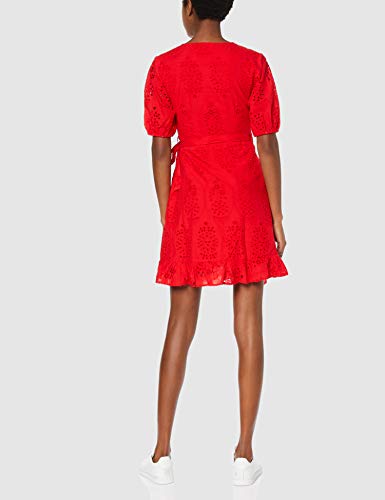 Marca Amazon - find. Vestido Corto Cruzado de Algodón Mujer, Rojo (Red), 40, Label: M