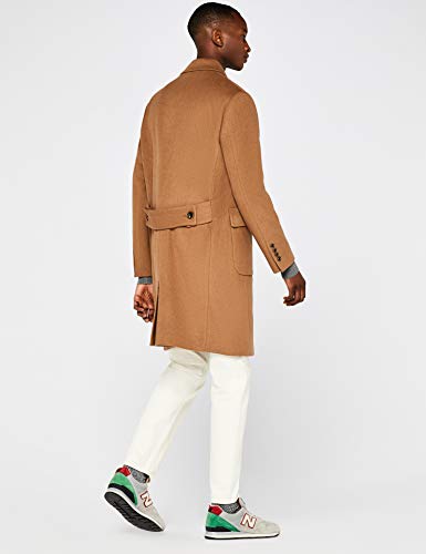 Marca Amazon - find. Wool Mix Double Breasted Smart Abrigo Hombre, Marrón (Camel), L, Label: L