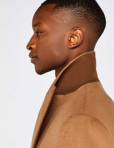 Marca Amazon - find. Wool Mix Double Breasted Smart Abrigo Hombre, Marrón (Camel), L, Label: L