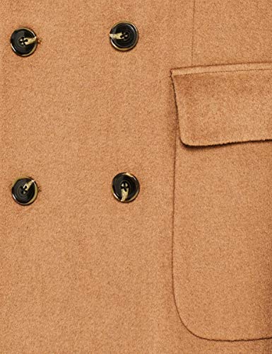 Marca Amazon - find. Wool Mix Double Breasted Smart Abrigo Hombre, Marrón (Camel), L, Label: L