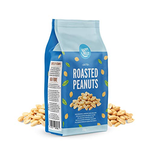 Marca Amazon - Happy Belly Cacahuetes tostados y salados 6x250g