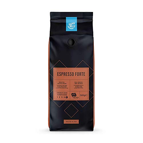 Marca Amazon - Happy Belly Café de tueste natural en grano "Espresso Forte" (2 x 500g)