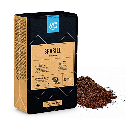 Marca Amazon - Happy Belly Café molido "BRASILE" (4 x 250g)