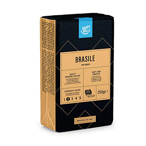 Marca Amazon - Happy Belly Café molido "BRASILE" (4 x 250g)