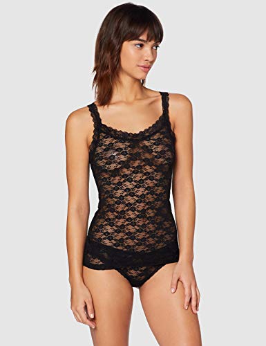 Marca Amazon - Iris & lilly Camiseta de Tirantes de Encaje Mujer, Pack de 2, Negro (Black), L, Label: L