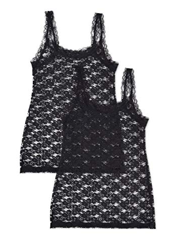 Marca Amazon - Iris & lilly Camiseta de Tirantes de Encaje Mujer, Pack de 2, Negro (Black), L, Label: L