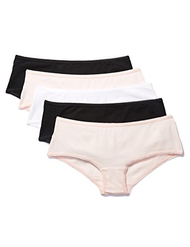 Marca Amazon - Iris & Lilly Culotte Mujer, Pack de 5, Multicolor (Black/Soft Pink/White), L, Label: L