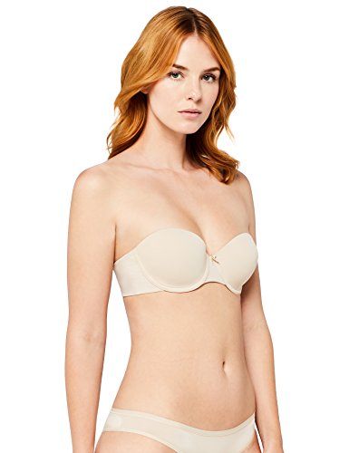 Marca Amazon - IRIS & LILLY Sujetador Preformado con Tirantes Extraíbles Body Smooth para Mujer, Beige (Pale Nude), 95B (Talla del fabricante: 36B)