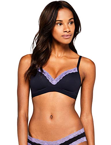 Marca Amazon - IRIS & LILLY Sujetador sin Aros con Relleno Mujer, Azul (Navy Sky), 90B, Label: 34B