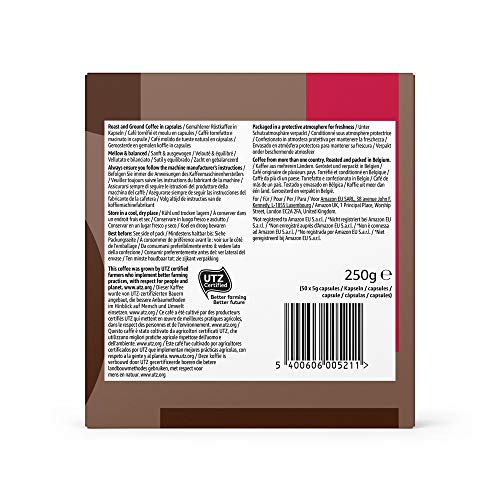 Marca Amazon - Solimo Cápsulas Espresso, compatibles con Nespresso* - café certificado UTZ, 100 cápsulas (2 x 50)