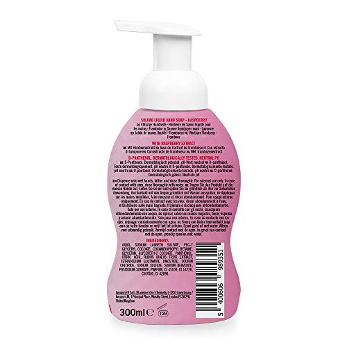 Marca Amazon - Solimo Jabón de manos líquido - Frambuesa & Menta - Pack de 6 (300ml x 6)
