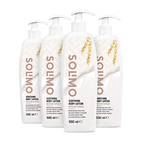 Marca Amazon - Solimo - Loción corporal calmante con extracto de avena (4x500ml)