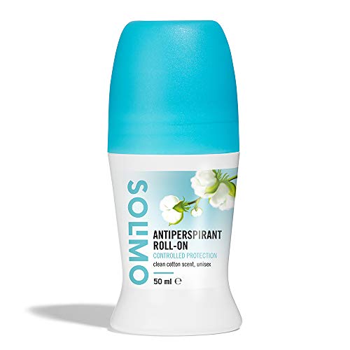 Marca Amazon - Solimo Roll-on antitranspirante, protección activa, con perfume de algodón recién lavado, unisex, Paquete de 6 (6 x 50 ml)