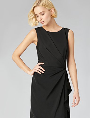 Marca Amazon - TRUTH & FABLE Vestido Túnica Detalle Retorcido Mujer, Negro (Black), 46, Label: XXL