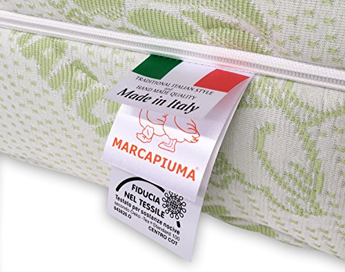 Marcapiuma - Colchón Látex Matrimonio 150x190 Alto 18 cm - SEVENLIFE 18 - H2 Medio/Blando - 7 Zonas Ergonómico Antiácaros Antialérgico - Funda desenfundable Aloe Vera - 100% Fabricado en Italia