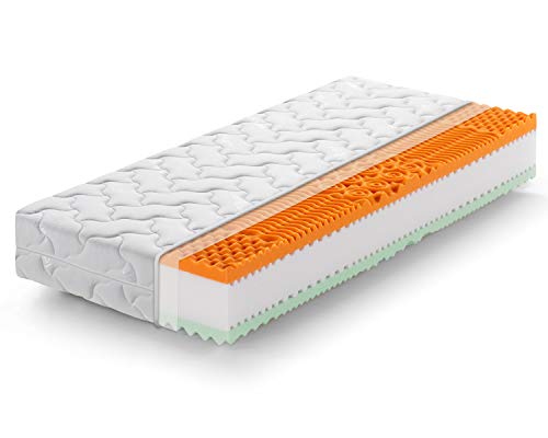 Marcapiuma - Colchón viscoelástico Individual Memory Bio 80x190 Alto 22 cm - Rainbow Plus - H3 Firme 5 Zonas Producto Sanitario CE Funda desenfundable Silver Antiácaros 100% Fabricado en Italia