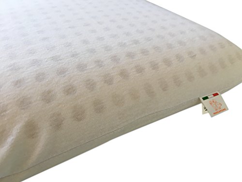 Marcapiuma - Pack de 2 Almohadas de Látex Natural Modelo Jabón 70x40 Almohada Látex Perforada - Funda 100% Algodón Lavable - Ergonómica Alivia Las tensiones cervicales - 100% Fabricadas en Italia