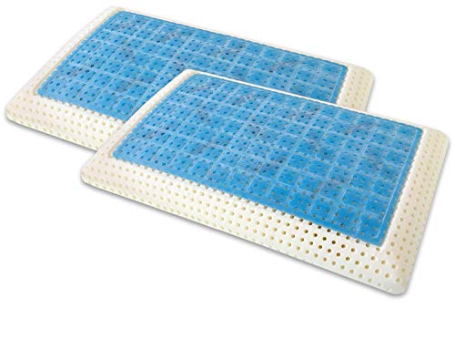 Marcapiuma - Pack de 2 Almohadas Viscoelásticas Memory Gel 70 cm Modelo Jabón Perforado con Funda 100% ALGODÓN - Almohada Viscoelástica Gel Ortopédica - Producto Sanitario - 100% Fabricadas en Italia