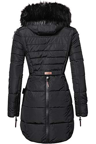 Marikoo Moonshine Abrigo Guateado Largo de Invierno para Mujer con Pelo Negro XL