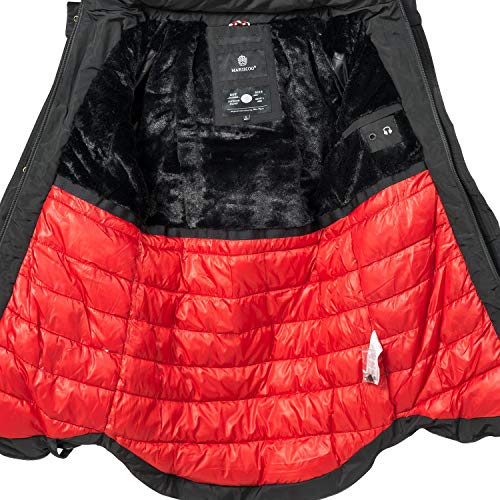 Marikoo Moonshine Abrigo Guateado Largo de Invierno para Mujer con Pelo Negro XL