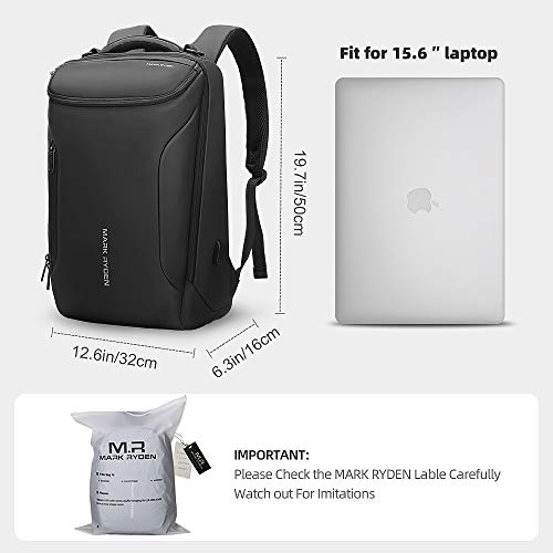 MARK RYDEN Mochila Impermeable para Hombres portátiles. Mochila Moderna para Viajes universitarios al Aire Libre con Puerto USB y portátil de 17.3 Pulgadas