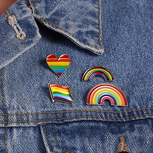 Marlon Nancy - Pin con diseño de bandera gay con corazón esmaltado para ropa y bolsos (multi)