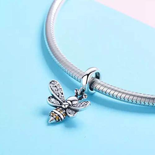 Marni's - 2 Charms Pandora Style | Regalos originales para mujer | Colgantes mujer | Compatibles Pulsera Pandora Charm Plata | Regalos para madres, amigas, novia originales (Abeja + Bolita)