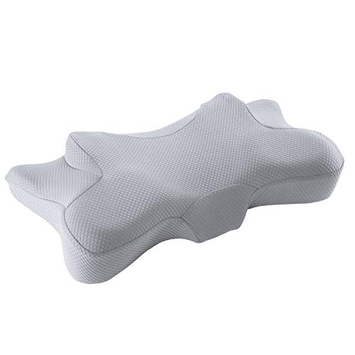 MARNUR Almohada Cervical Espuma Viscoelástica Ortopédica para Alivio del Dolor de Cuello Almohada Ergonómica (51,5 x 33,2 x 11,5 cm) +Funda de Almohada Gris