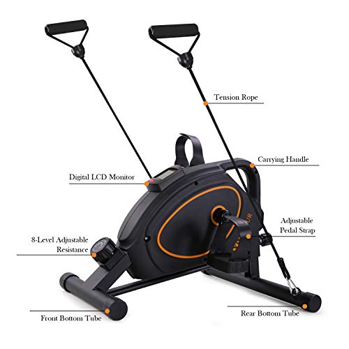 MARNUR - Mini Bicicleta Estática Pedales Estaticos Pedaleador Máquinas para Entrenamiento de Brazos y Piernas LCD Pantalla y Resistencia Ajustable