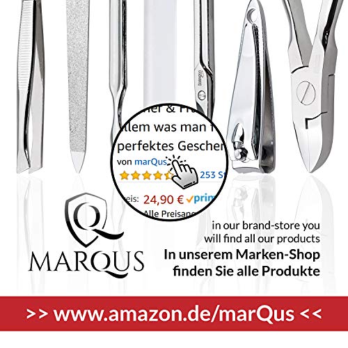 marQus set de manicura de 3 piezas de Solingen Alemania - Lima, tijeras y pinza de acero, ideal para viaje, estupendo como regalo para mujer y hombre, color negro