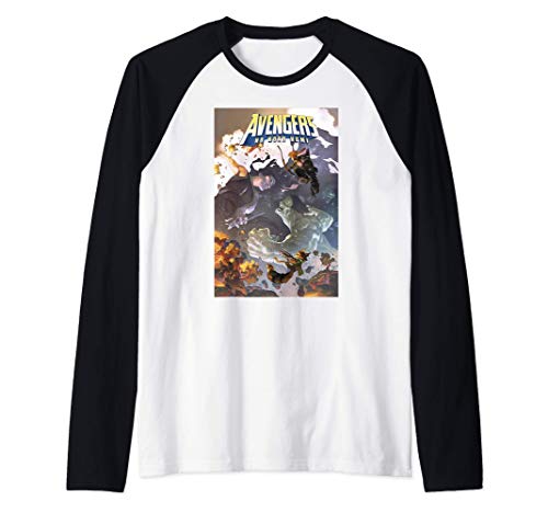 Marvel Avengers No Road Home Team Hulk Vs. Nyx Comic Cover Camiseta Manga Raglan