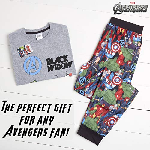 Marvel Conjunto de Pijamas para Hombres Black Widow | Ropa de Dormir de Manga Corta Algodón | Pijama de Hombre Loungewear con Camiseta y Pantalones Cómodo (L)