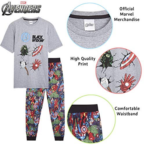 Marvel Conjunto de Pijamas para Hombres Black Widow | Ropa de Dormir de Manga Corta Algodón | Pijama de Hombre Loungewear con Camiseta y Pantalones Cómodo (L)